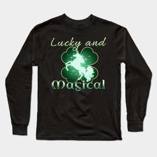 Lucky and Magical Clover Unicorn Long Sleeve T-Shirt